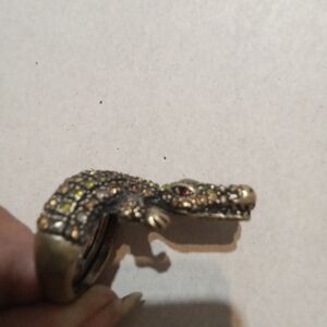 Gold and Brown Crocodile Statement Ring